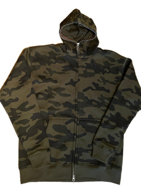 900-BY ARZO VIBES ALL THE WAY ZIP UP HOODIE -ARMY CAMO