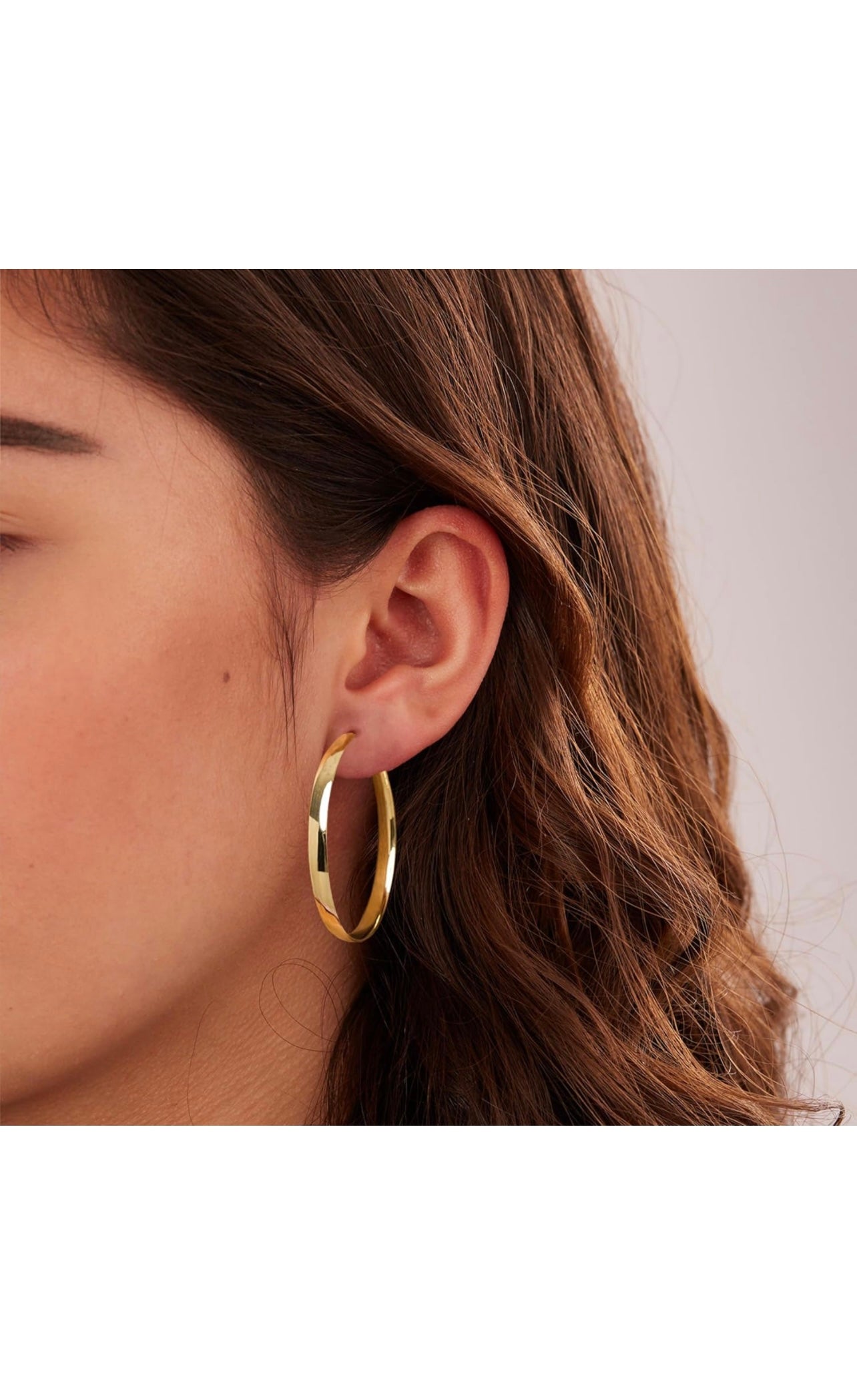 400-14KT YELLOW GOLD FILLED STERLING SILVER BOLD HOOP EARRINGS