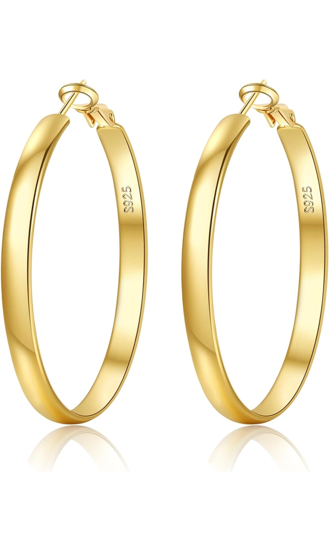 400-14KT YELLOW GOLD FILLED STERLING SILVER BOLD HOOP EARRINGS