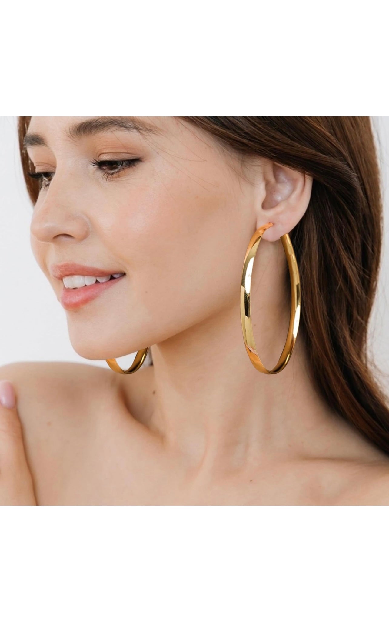 400-14KT YELLOW GOLD FILLED STERLING SILVER BOLD HOOP EARRINGS