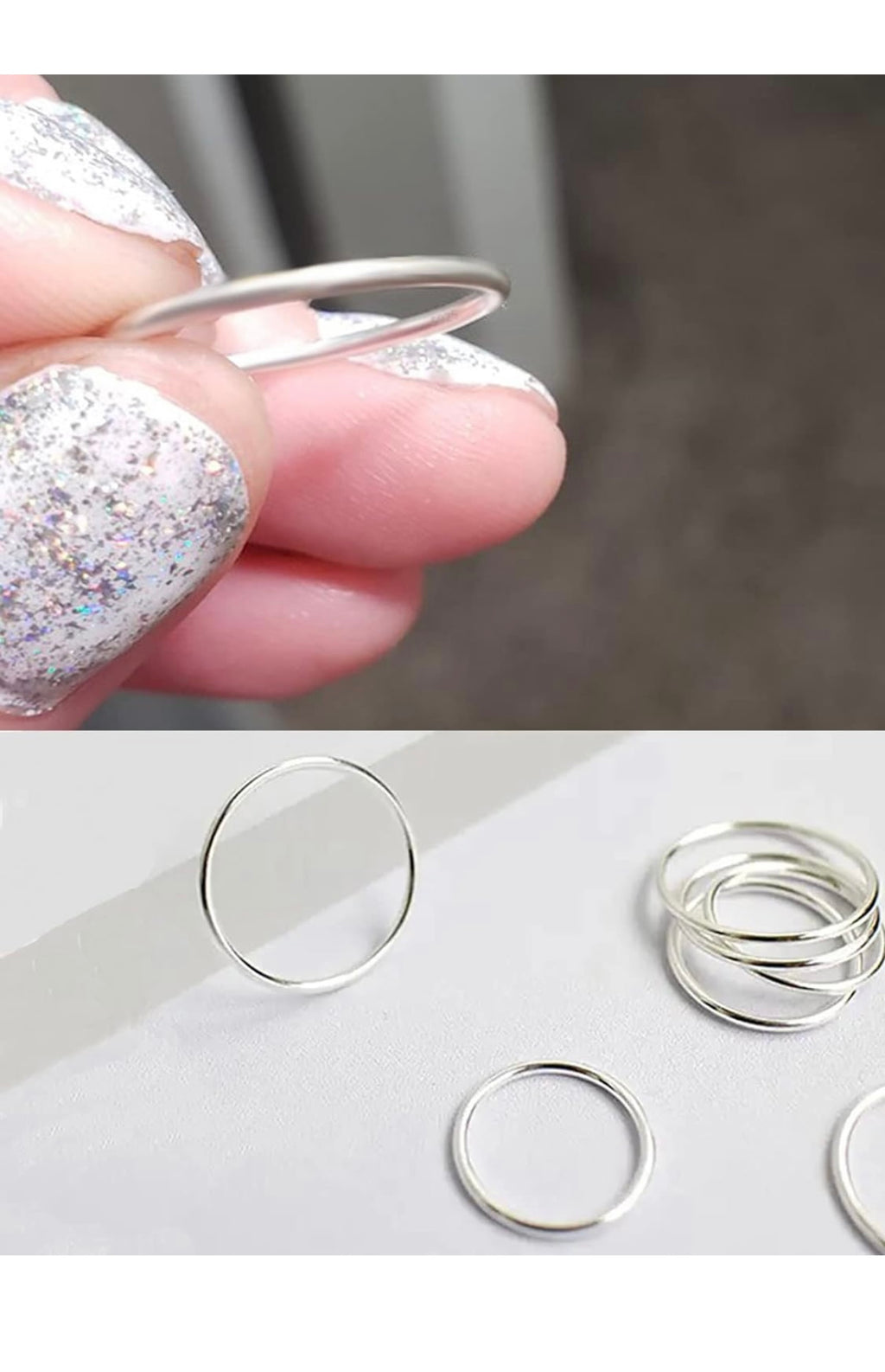 1-STACKABLE SET OF 8 THIN STERLING SILVER RINGS