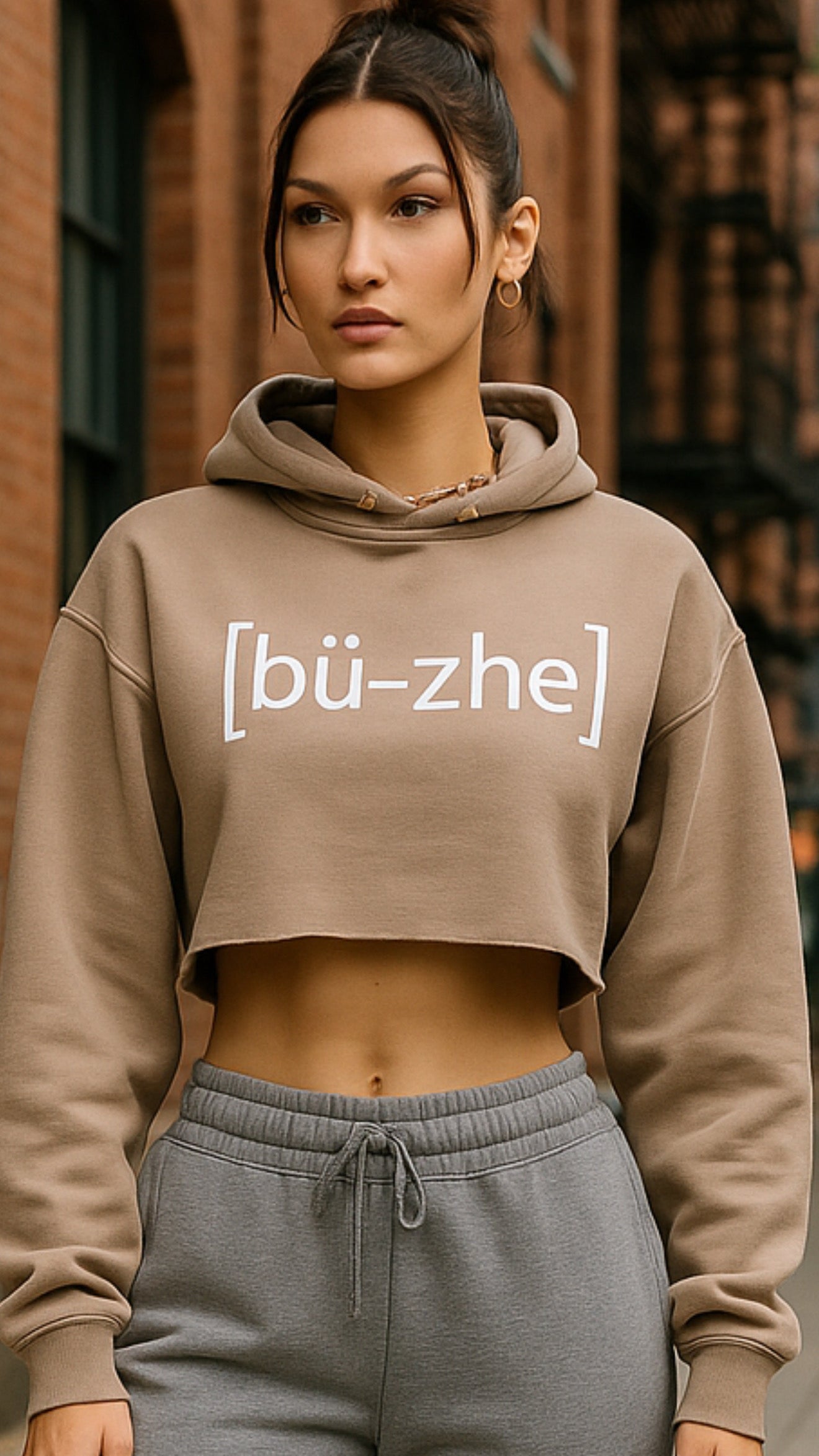 BOUGIE CROPPED HOODIE-EGYPTIAN SAND