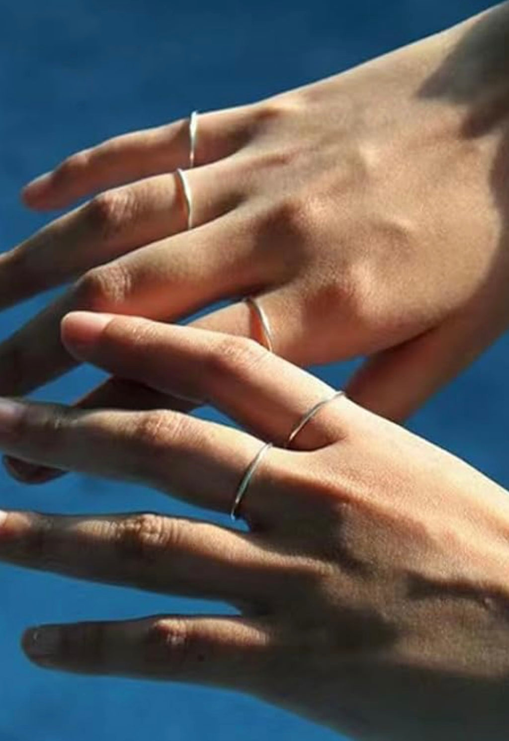 1-STACKABLE SET OF 8 THIN STERLING SILVER RINGS