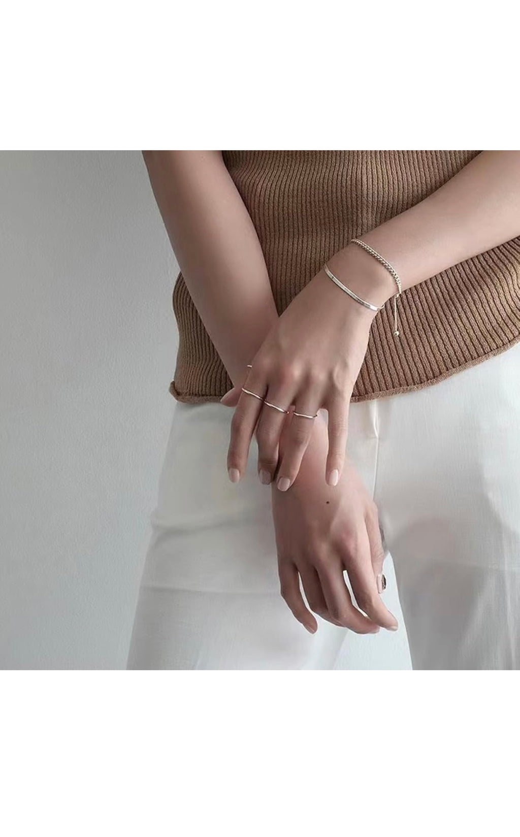 1-STACKABLE SET OF 8 THIN STERLING SILVER RINGS