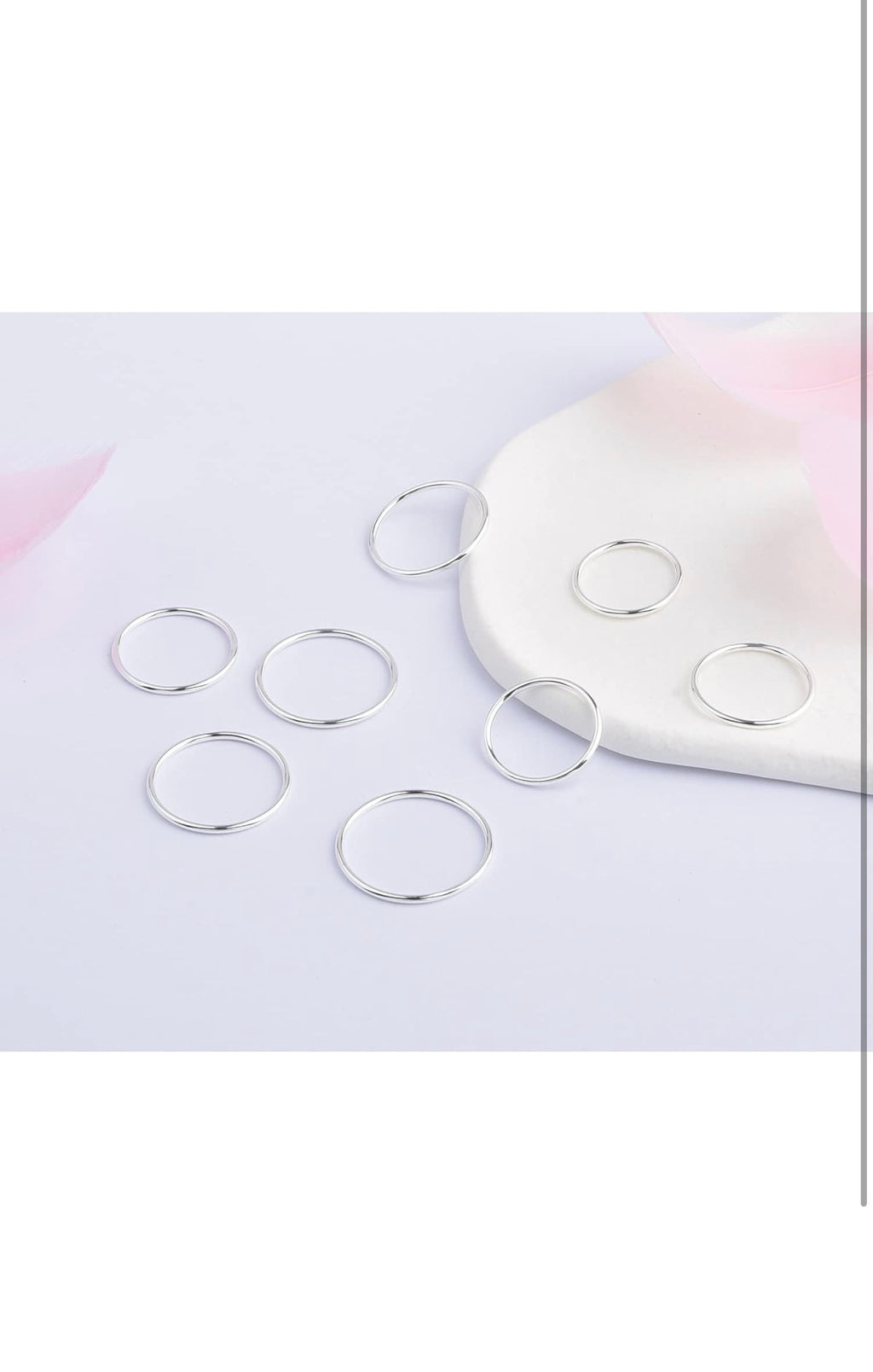 1-STACKABLE SET OF 8 THIN STERLING SILVER RINGS