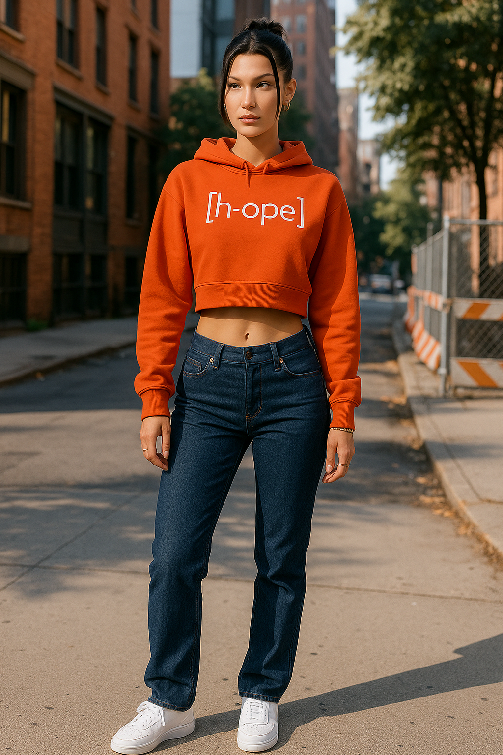 HOPE CROPPED RAW HEM HOODIE-CARNELIAN