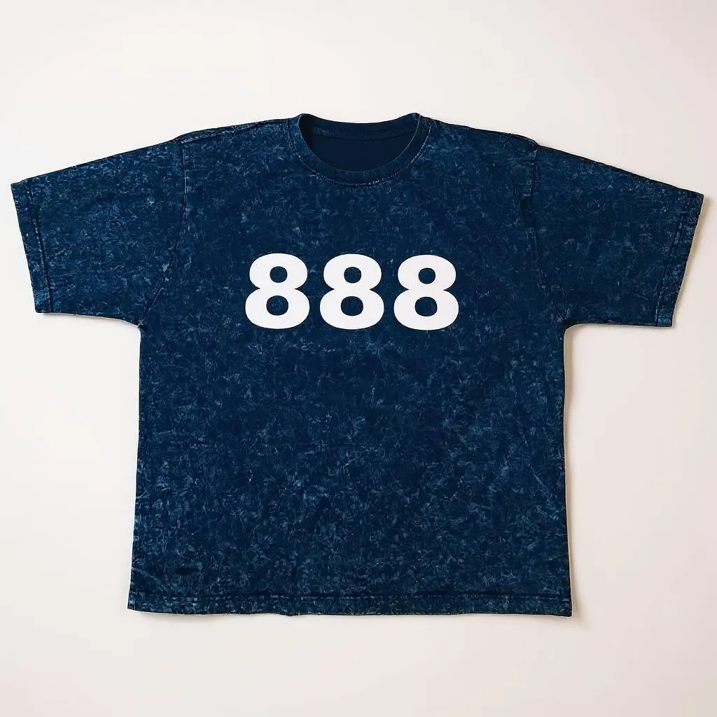 888 STONE WASHED HEAVY DUTY CREW NECK TEE