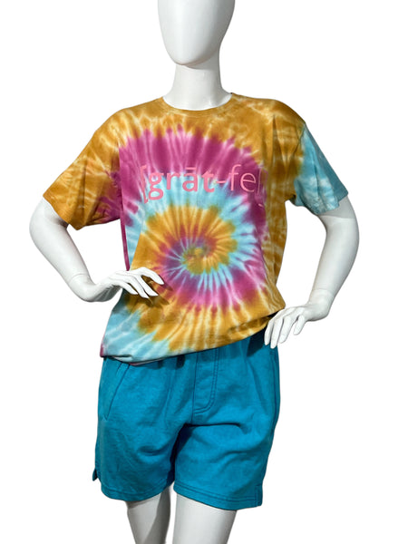 500-ACID TIE DYE CREW NECK TEE-PINK GRATEFUL-FULL LENGTH OR CROPPED