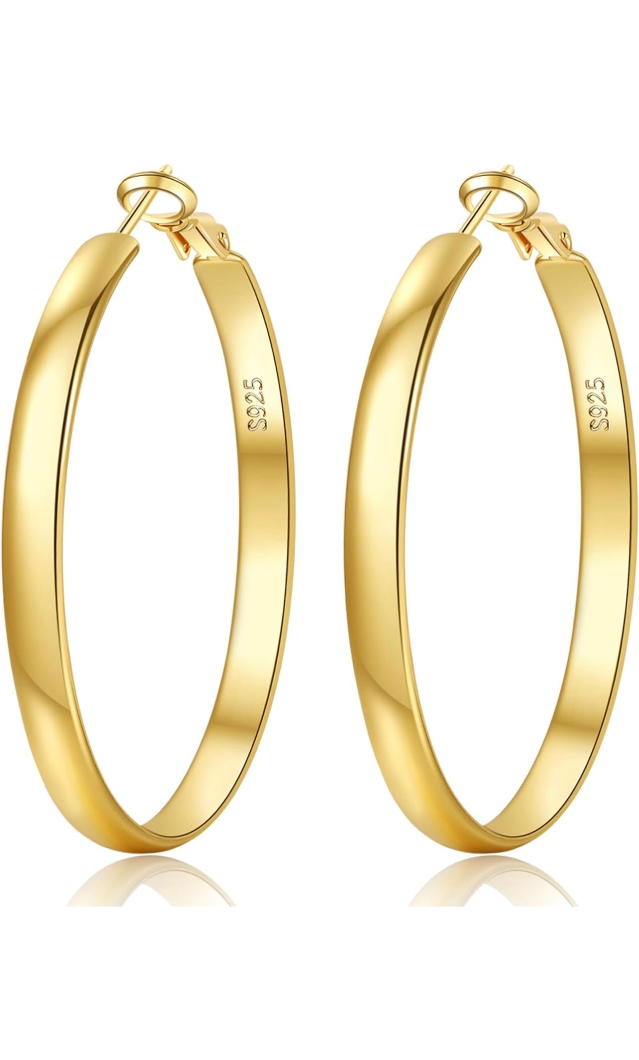 400-14KT YELLOW GOLD FILLED STERLING SILVER BOLD HOOP EARRINGS