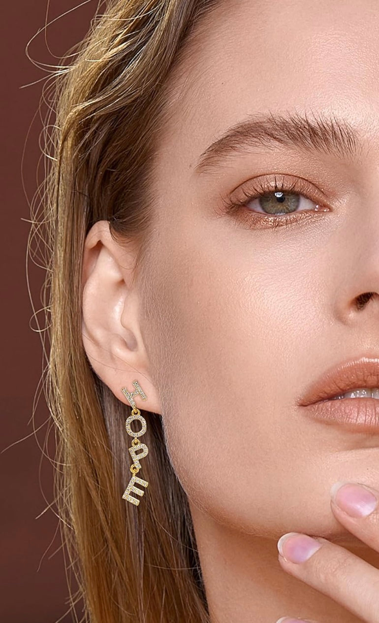 HOPE Letter Drop Earrings
