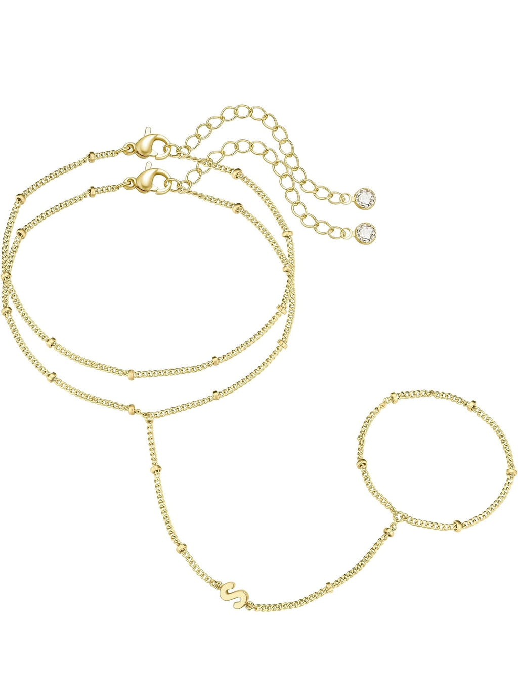 INITIAL GODDESS HANDCHAIN RING