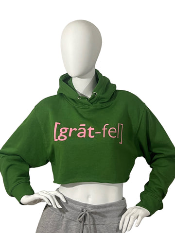 1000-GRATEFUL CROPPED HOODIE-EMERALD/ROSE