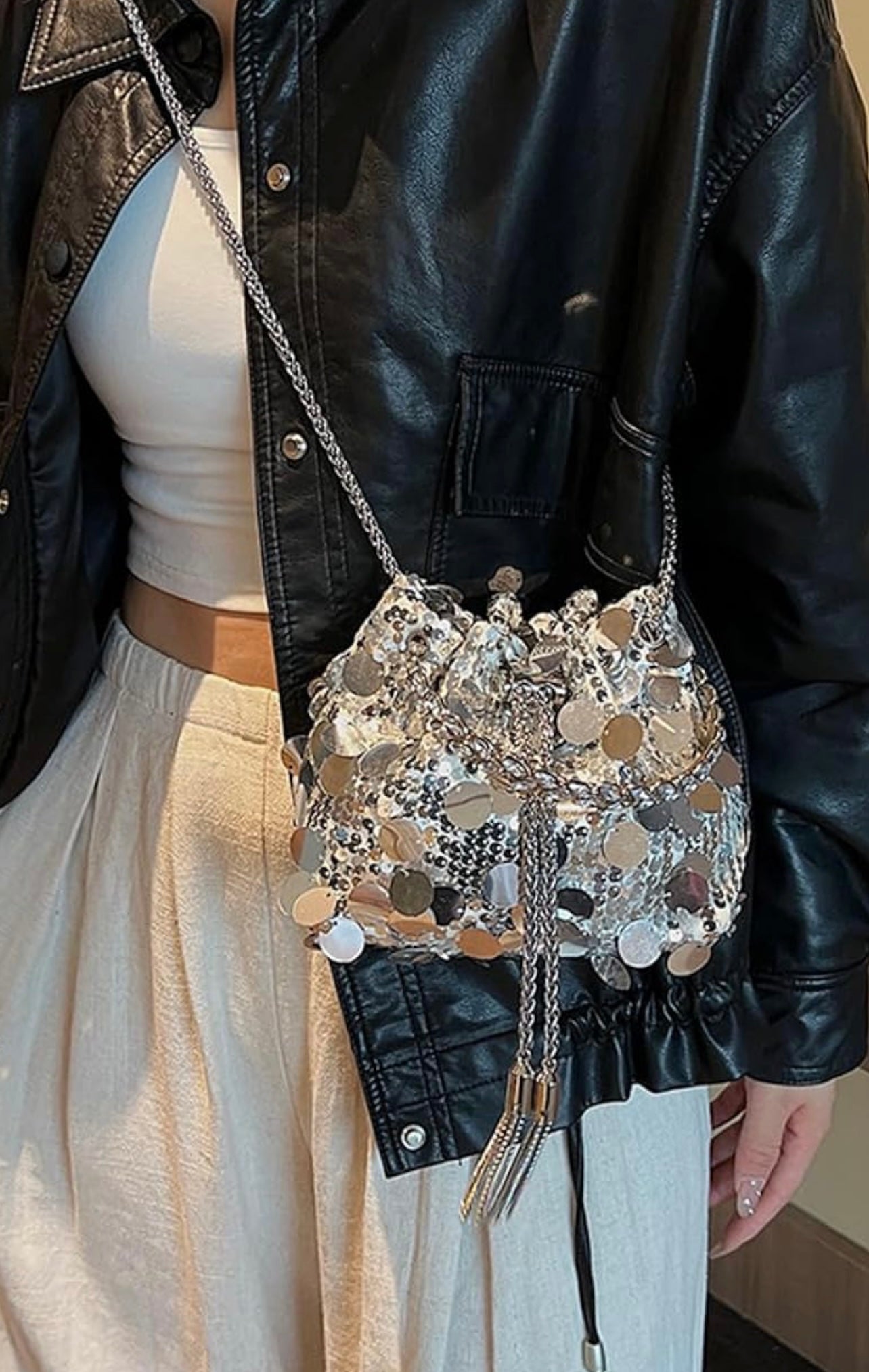 1-PAILLETTE CROSSBODY/CLUTCH HAND BAG