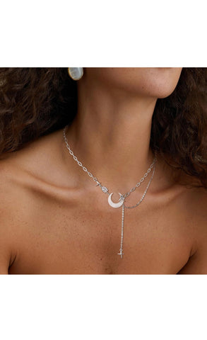 1-CELESTIAL CRESCENT MOON STERLING NECKLACE