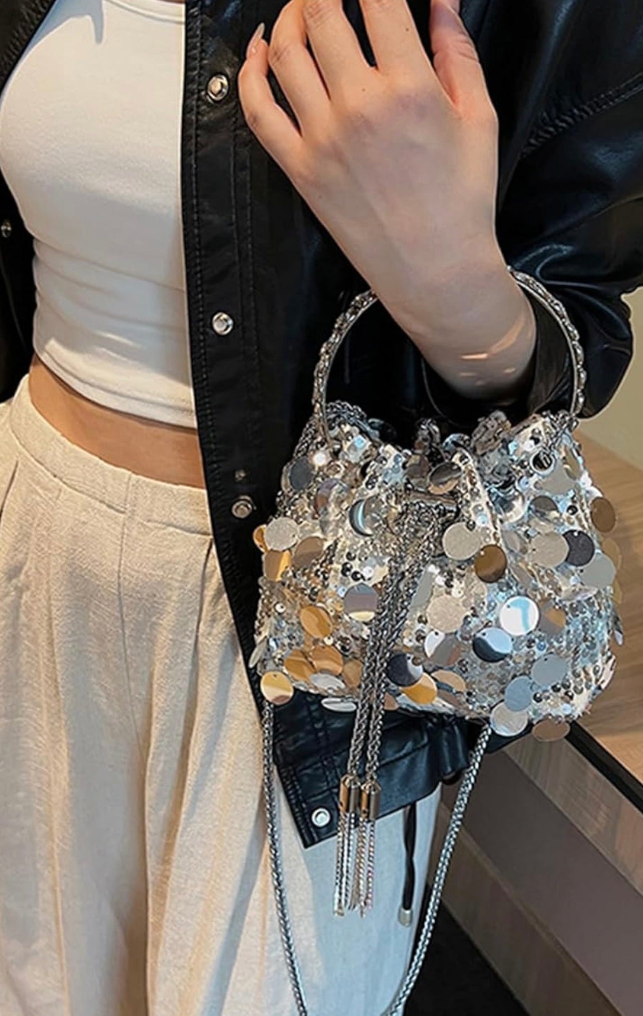 1-PAILLETTE CROSSBODY/CLUTCH HAND BAG