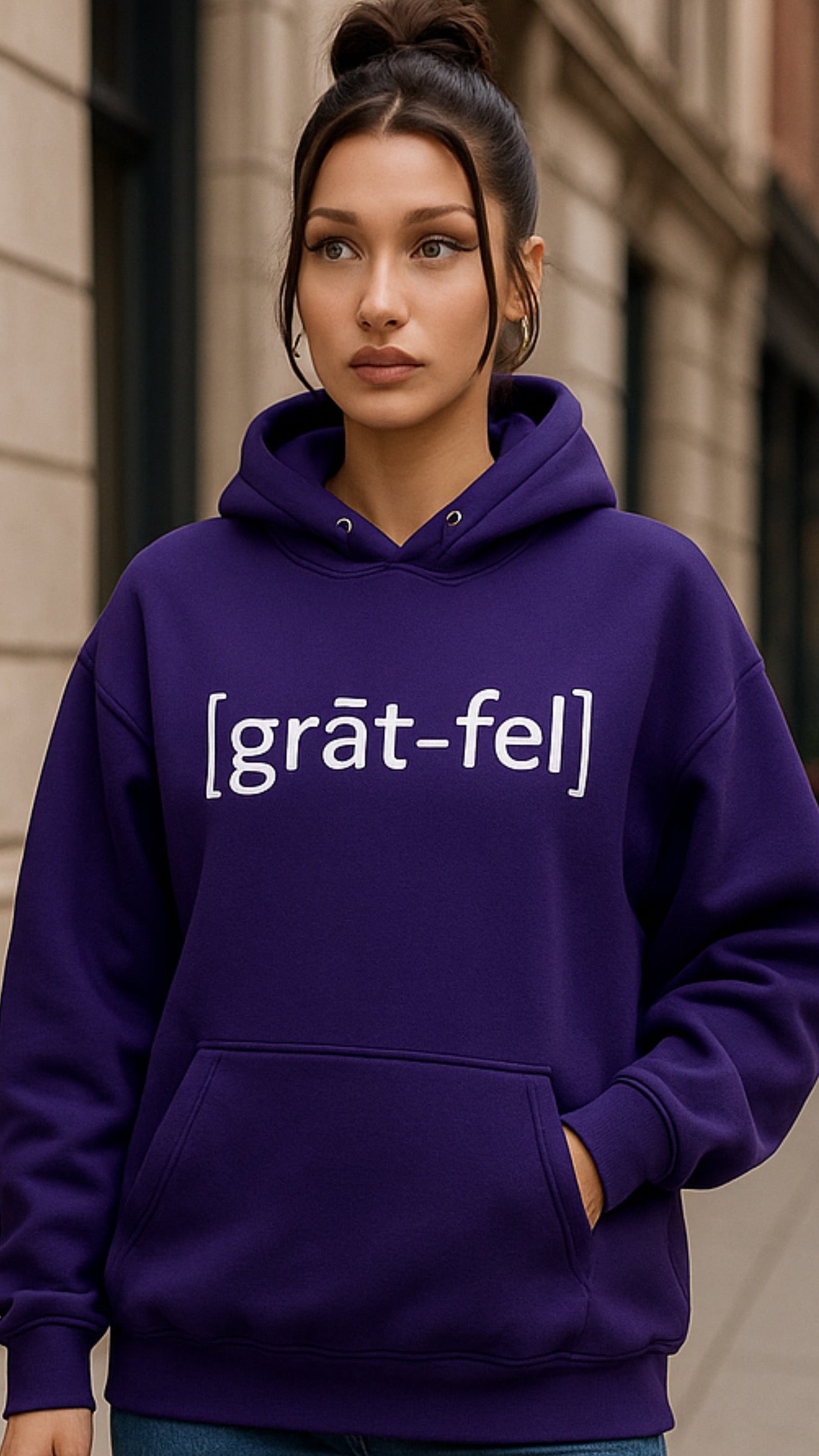 GRATEFUL CLASSIC SOLID HOODIE-DARK AMETHYST