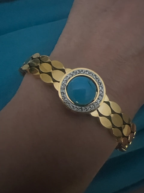 9900-HEAVENLY AURA GOLDEN TURQUOISE BANGLE