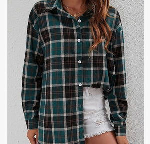 1-BOUGIE PLAID SHACKET-TEAL AGATE