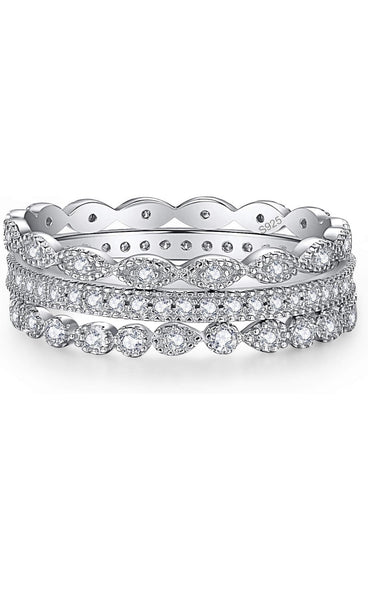 200-3 PC ETERNAL PROTECTION STACKED RING SET-STERLING SILVER