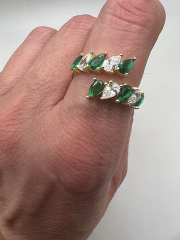 1000-EMERALD MARQUIS STONE WRAP STYLE RING