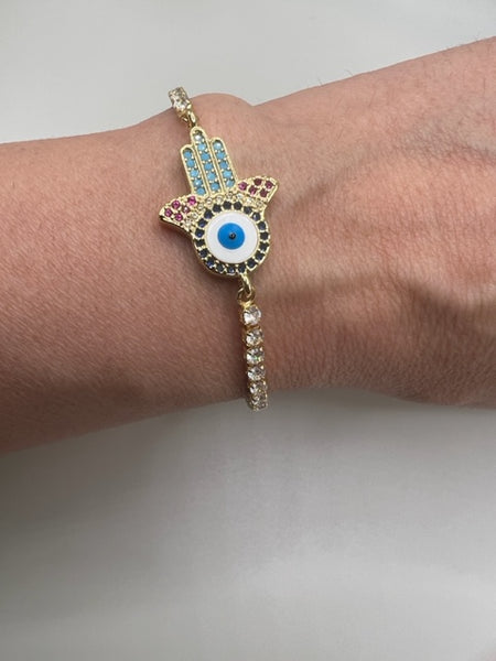 400-MULTI COLORED HAMSA PROTECTION BRACELET