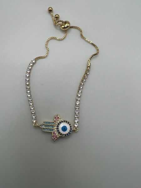 400-MULTI COLORED HAMSA PROTECTION BRACELET