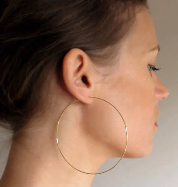 700-THE PERFECT 18k GOLD FILLED ENDLESS HOOP EARRINGS
