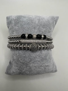 800-ONYX & SILVER ROYAL MOTIVATION BRACELET SET