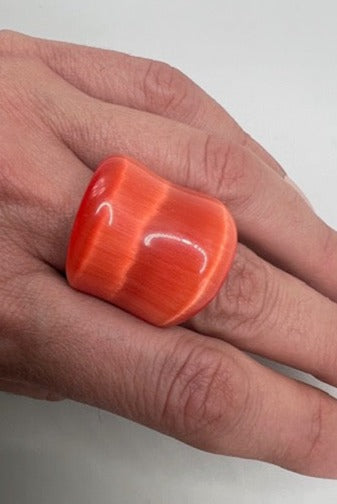 200-ACRYLIC & BRASS COCKTAIL RING-CARNELIAN
