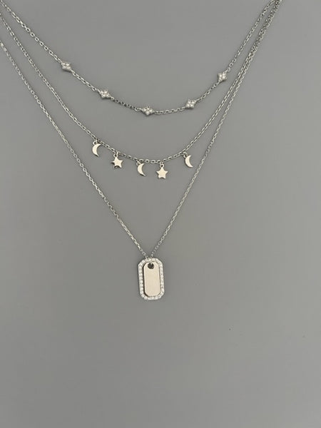 1-MOON & STARS PETITE DOG TAG NECKLACE SET