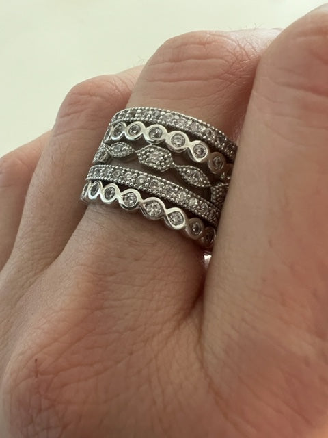 1-ETERNAL PROTECTION STACKED RING SET- 5 PIECE-STERLING SILVER