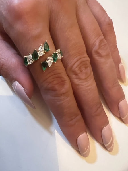 900-EMERALD MARQUIS STONE WRAP STYLE RING